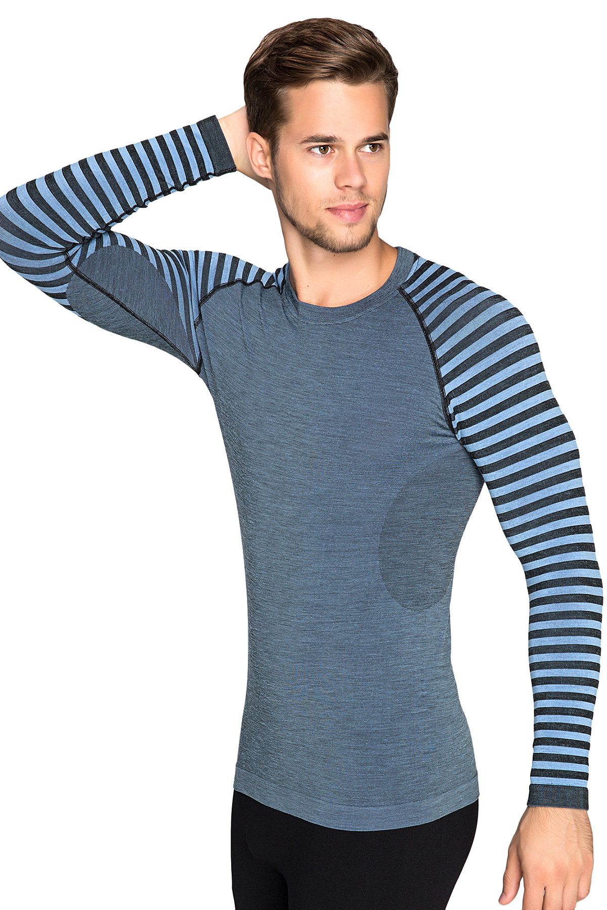 THERMOFORM-Ultimate Merino Men's Seamless Thermal Sweatshirt Blue 3