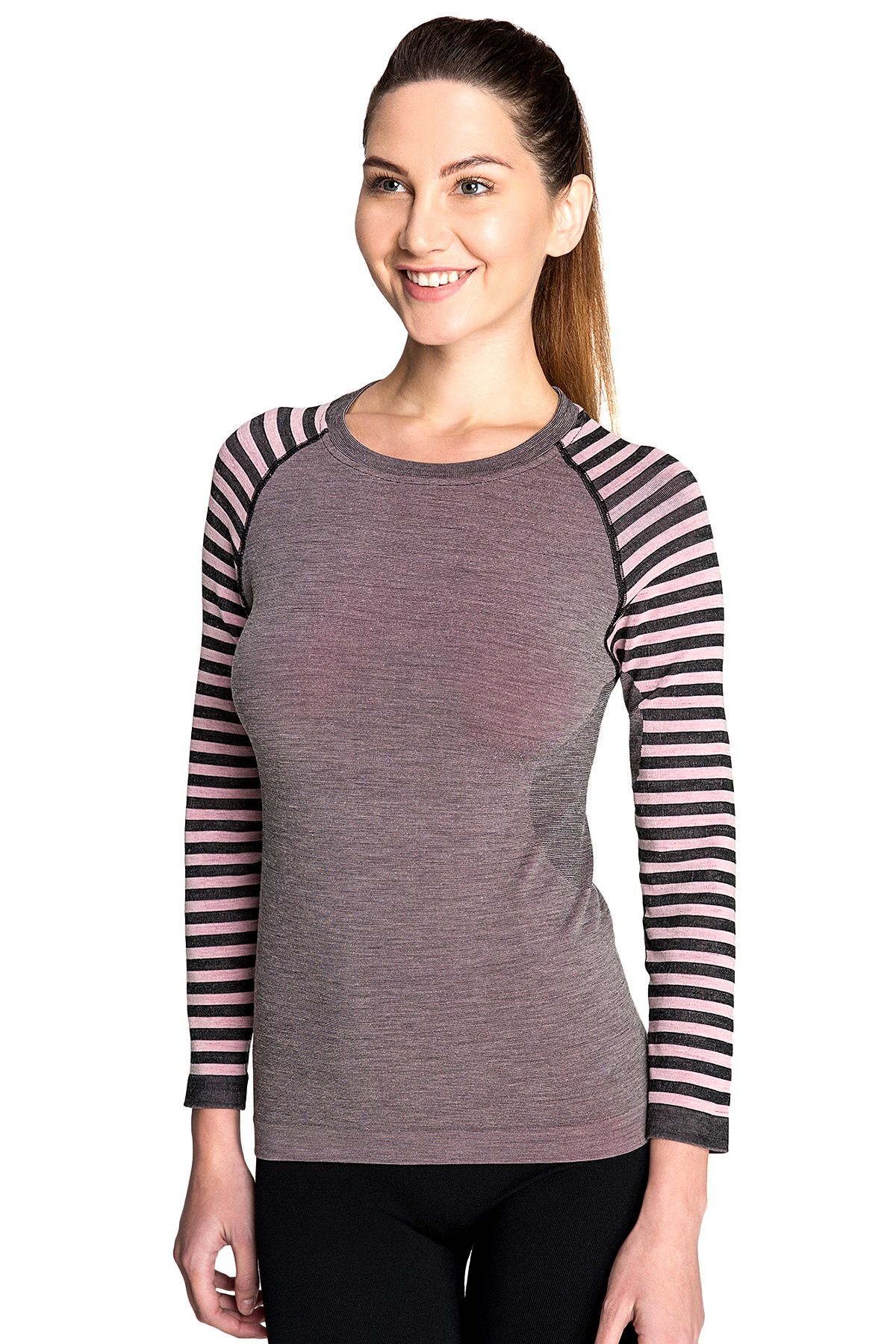 THERMOFORM-Ultimate Merino Women's Seamless Thermal Sweatshirt Pink 1