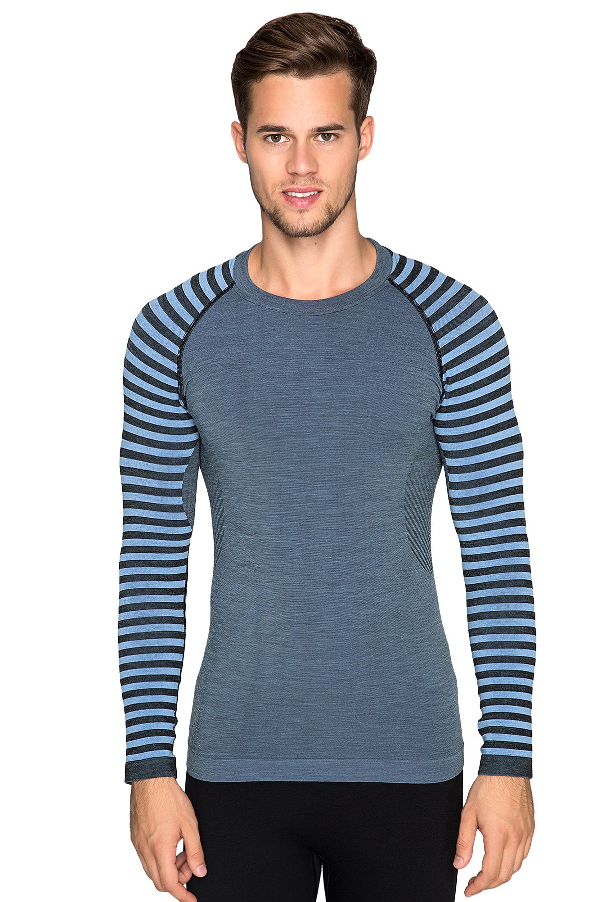 THERMOFORM-Ultimate Merino Men's Seamless Thermal Sweatshirt Blue 1