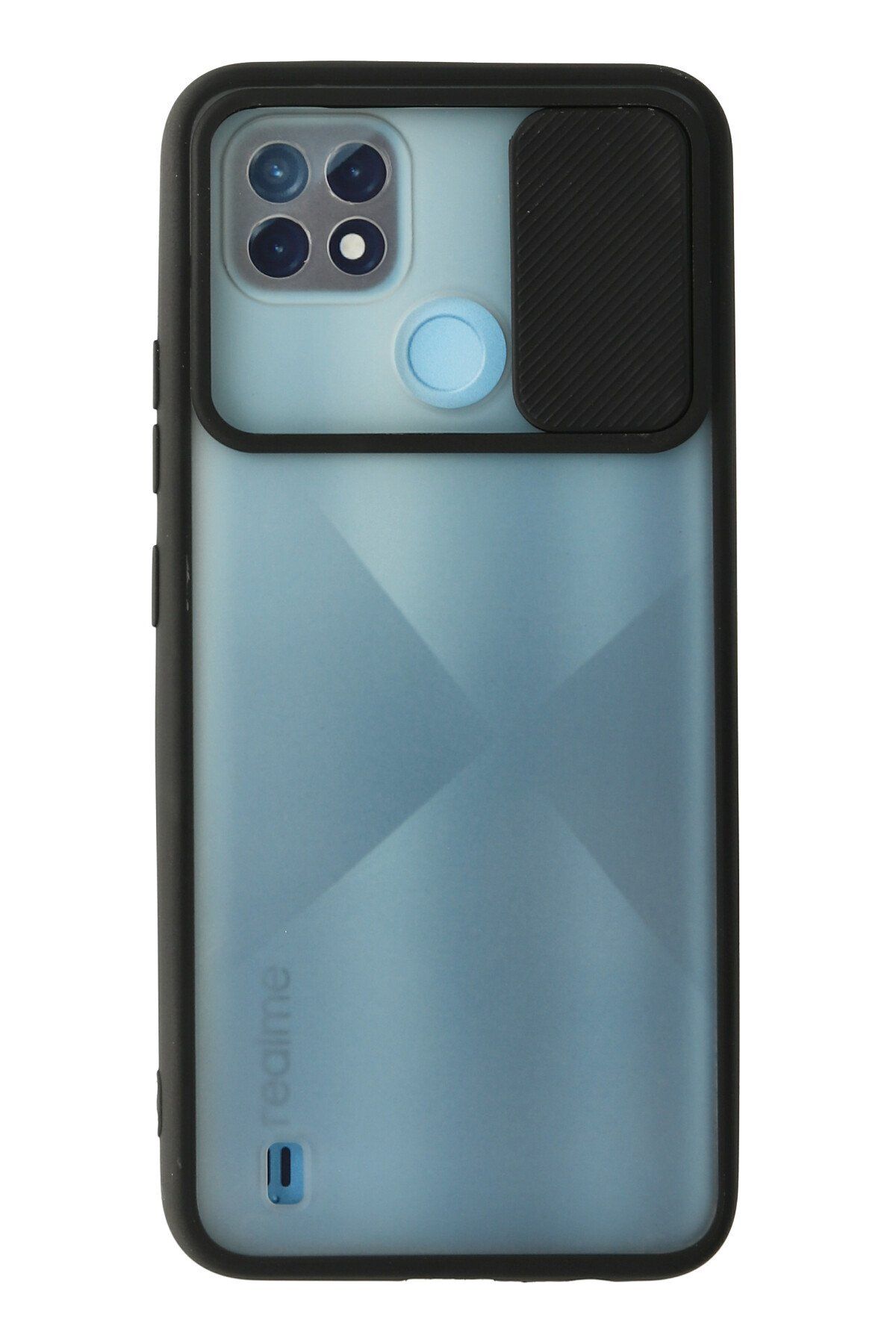 NewFace Realme C21 Kılıf Palm Buzlu Kamera Sürgülü Silikon - Siyah MRAYD