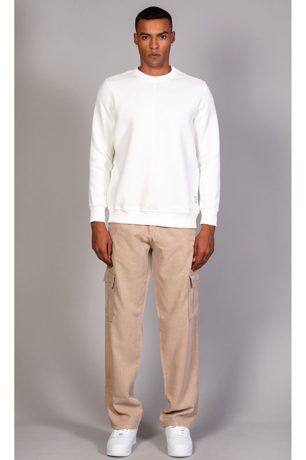 سویشرت مردانه پارچه نرم به طور منظم و مناسب یقه برش ECRU LTC Jeans