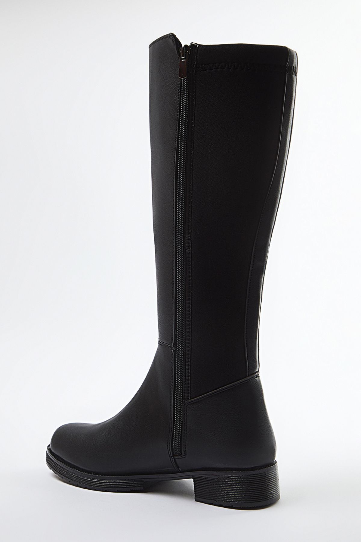 TRENDYOL SHOES-Kurze schwarze Damenstiefel mit flachem Absatz – Gummizug TAKAW25CZ00011 6