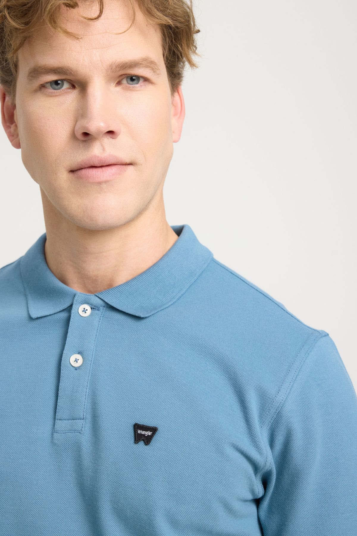 تی شرت یقه پولو آبی مردانه به طور منظم مناسب و معمولی برش چوگان 100 ٪ پنبه روشن T shirt Wrangler