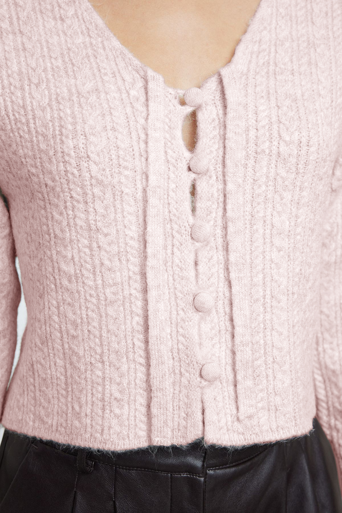 Trendyolmilla  Pembe Düğme Detaylı Yumuşak Dokulu Bağlama Detaylı Triko Hırka TWOAW25HI00252 - Görsel 4