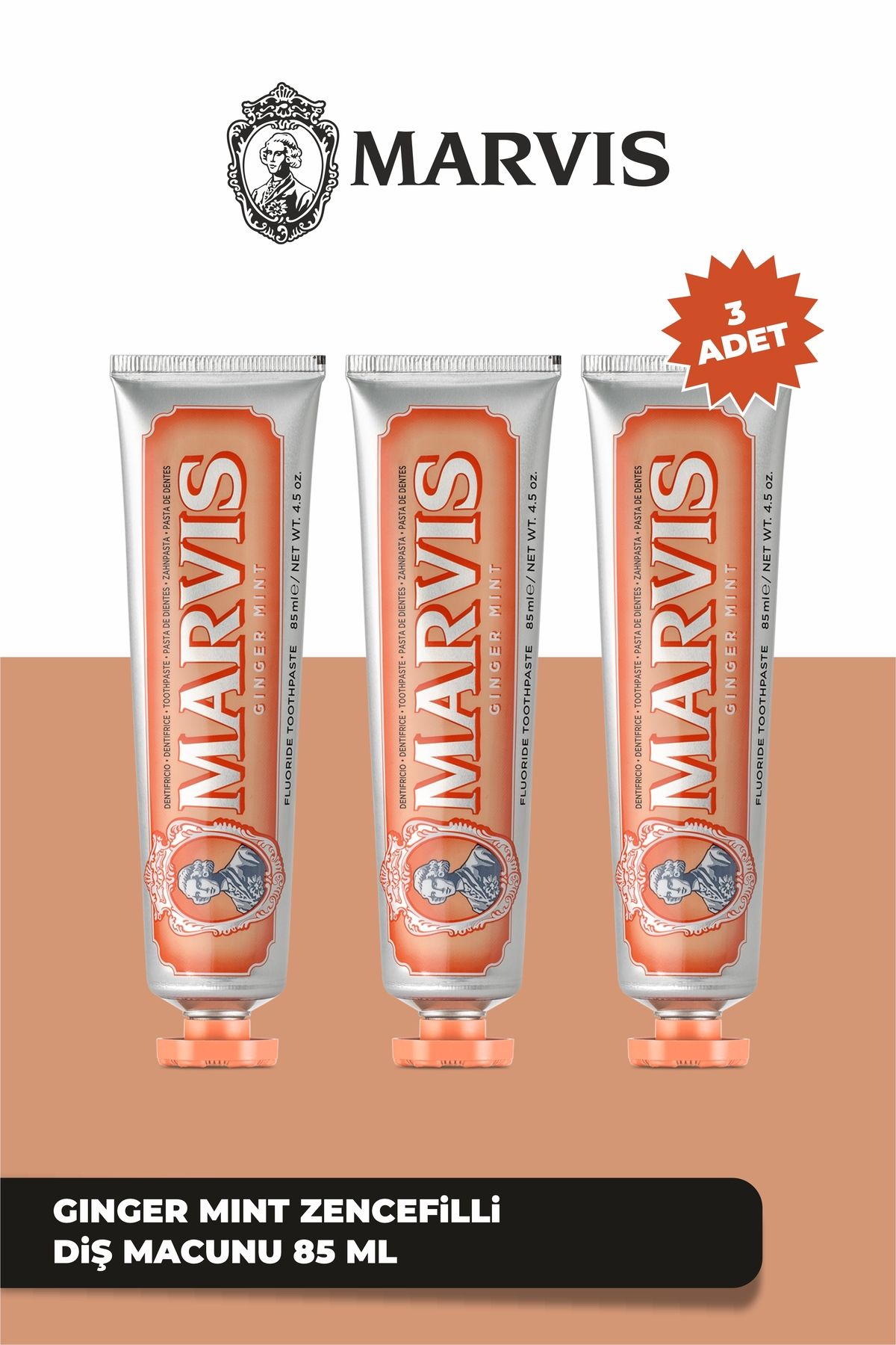 خمیردندان زنجبیل 85 میل X 3 قطعه مزیت ماوریس Marvis