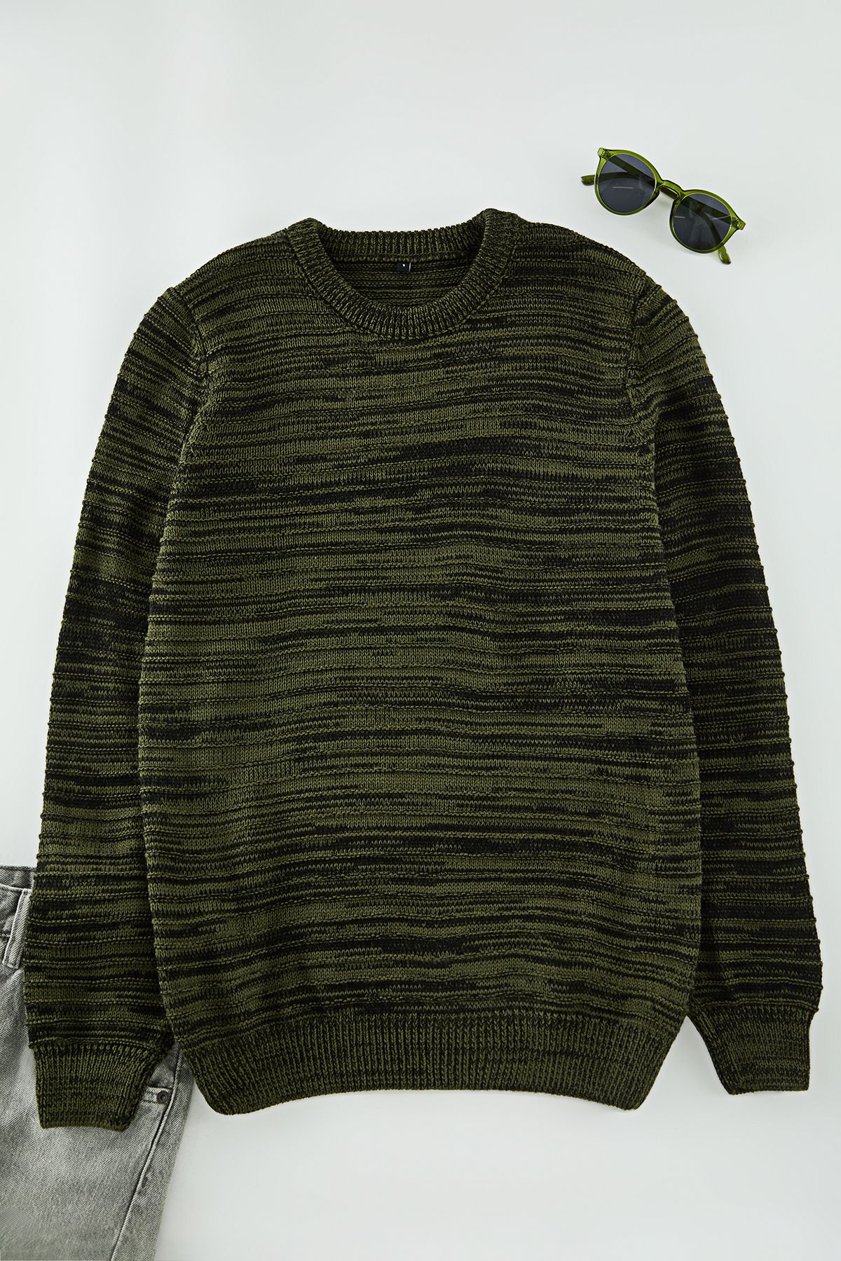 Kolekcia Trendyol-Khaki Gradient Slim Fit Crew Neck Pletený sveter - Tmnaw20Ls0008 11