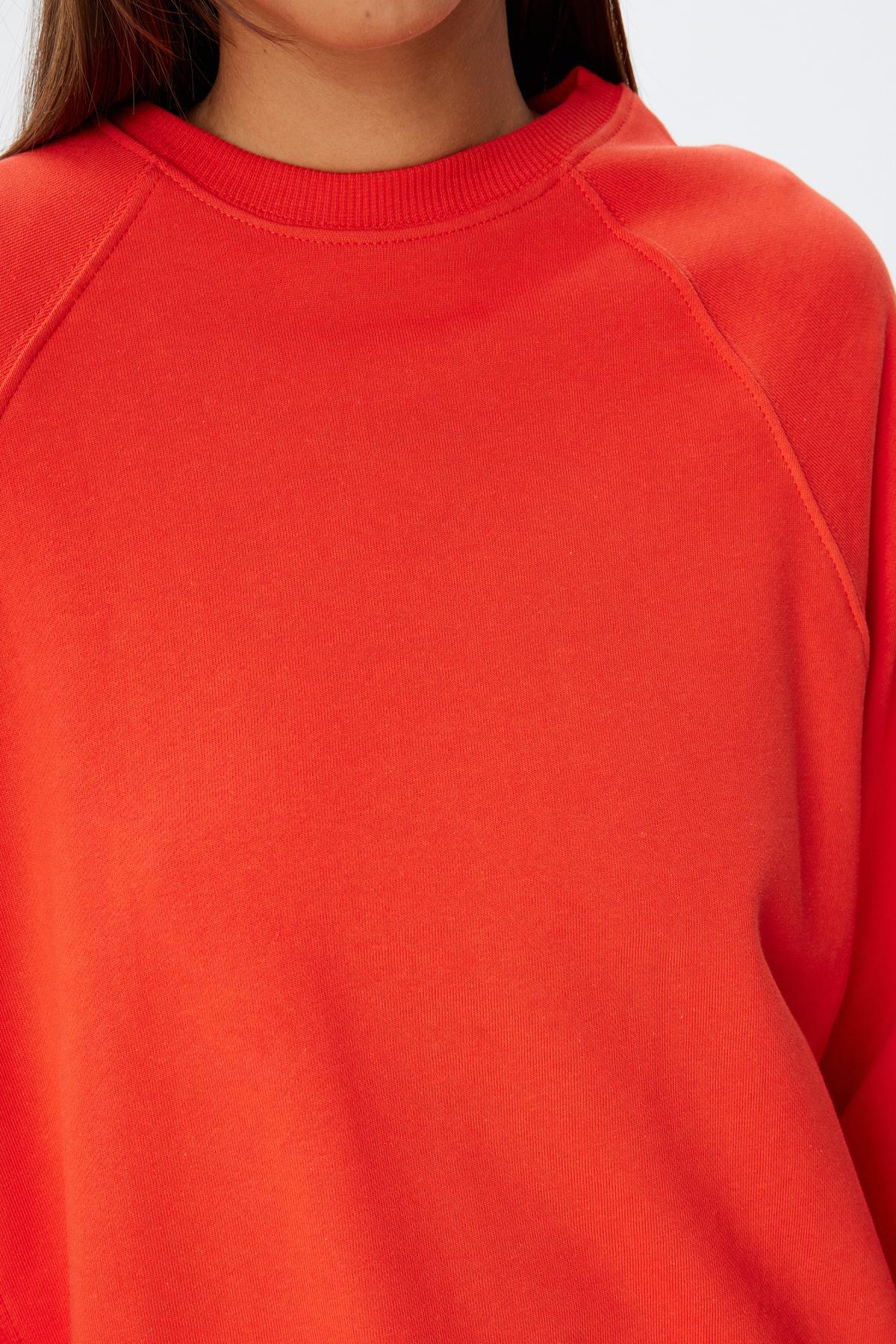 سویشرت زنانه قرمز کوتونKoton | 5WAK10224EK اورجینال - تصویر 5