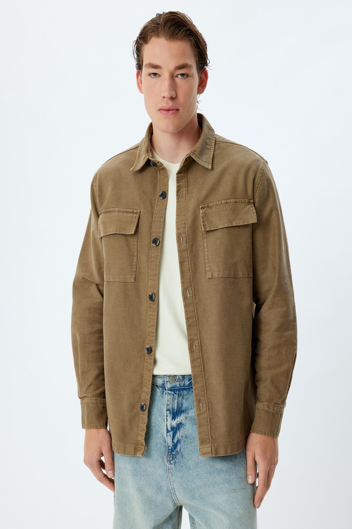 ژاکت مردانه قهوه ای کوتون | 5WAM50003HW اورجینال - تصویر 3