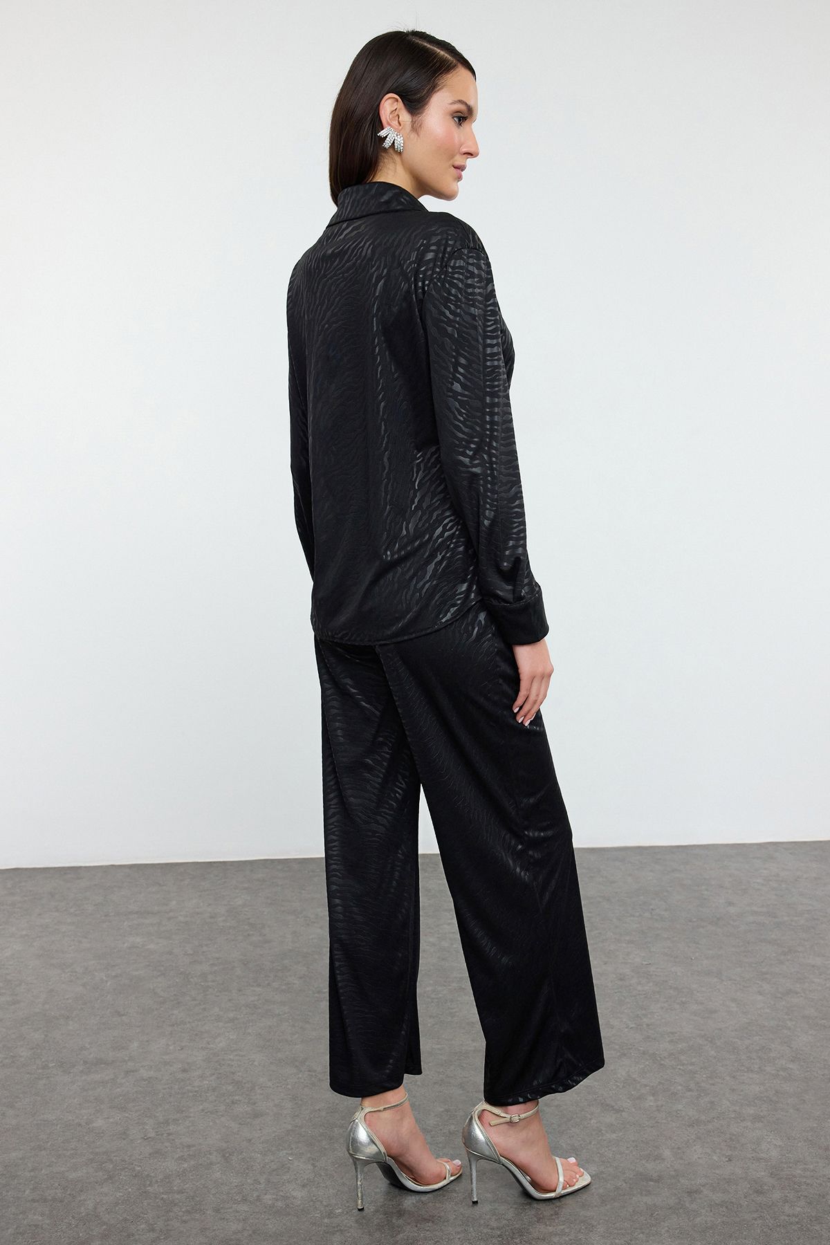 Trendyol Collection-Black Animal Patterned Knitted Top and Bottom Set Tpraw25Au00003 5