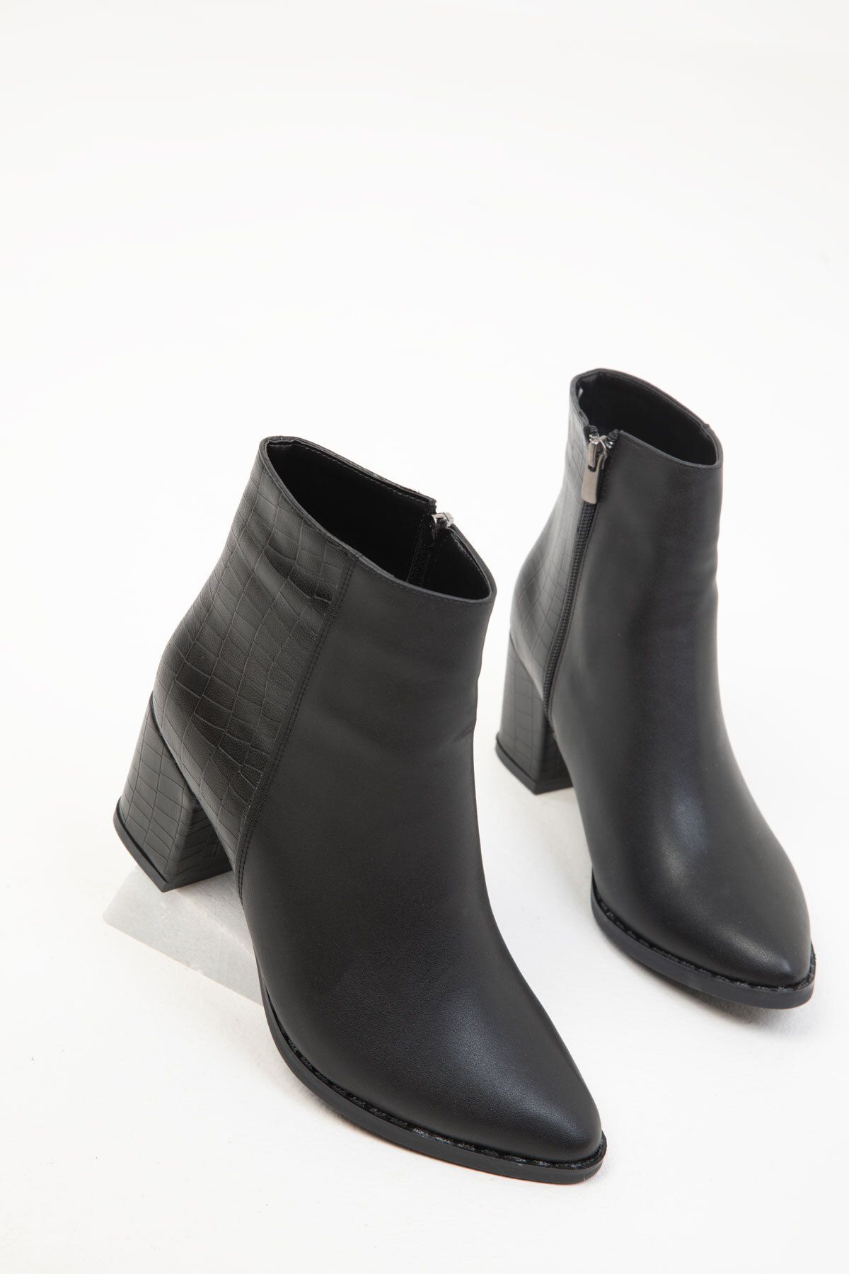 Siyah-Siyah Kroko Kadın Bot & Bootie 16560 - 2