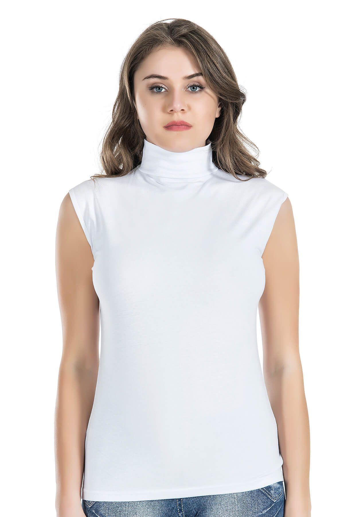 ASFSTORE Derya Kurşun Sıfır Kol Balıkçı Yaka Kadın Atlet 223