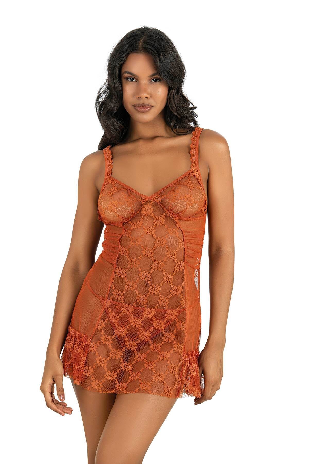 Primoda Oranj Kısa Tül Gecelik 4224