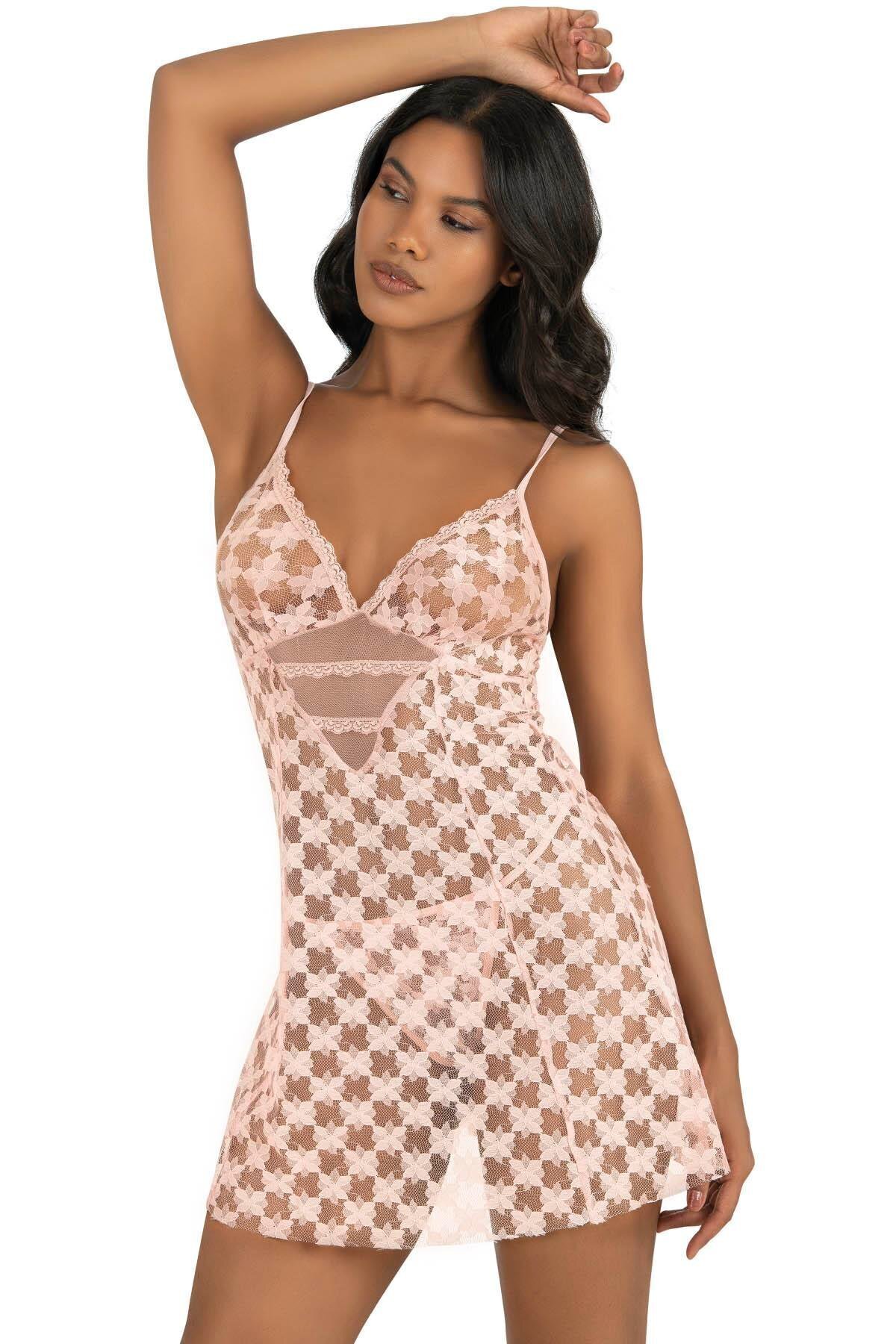 Primoda Somon Kısa Tül Gecelik 4207