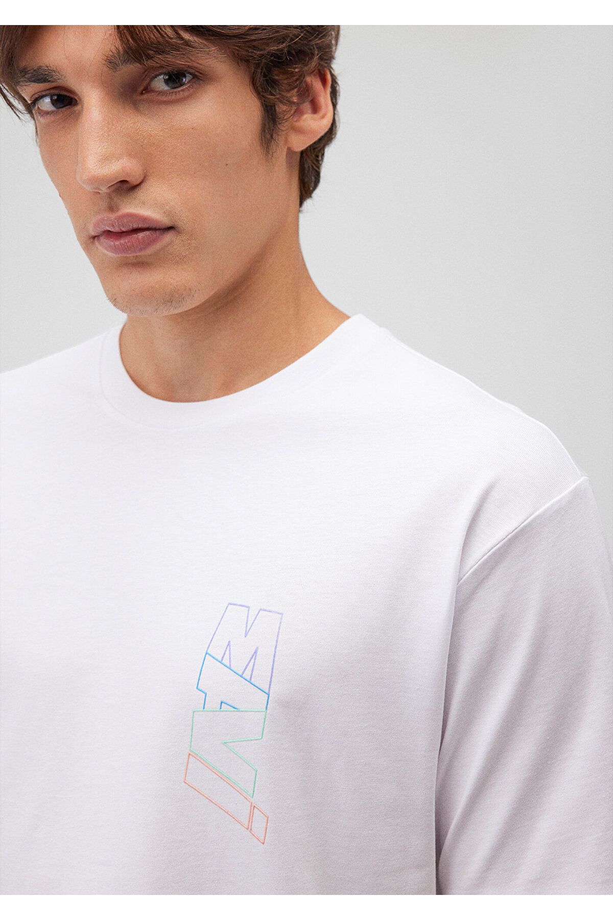 Mavi-White Logo Printed Loose Cut T-shirt - 0612350 -620 4