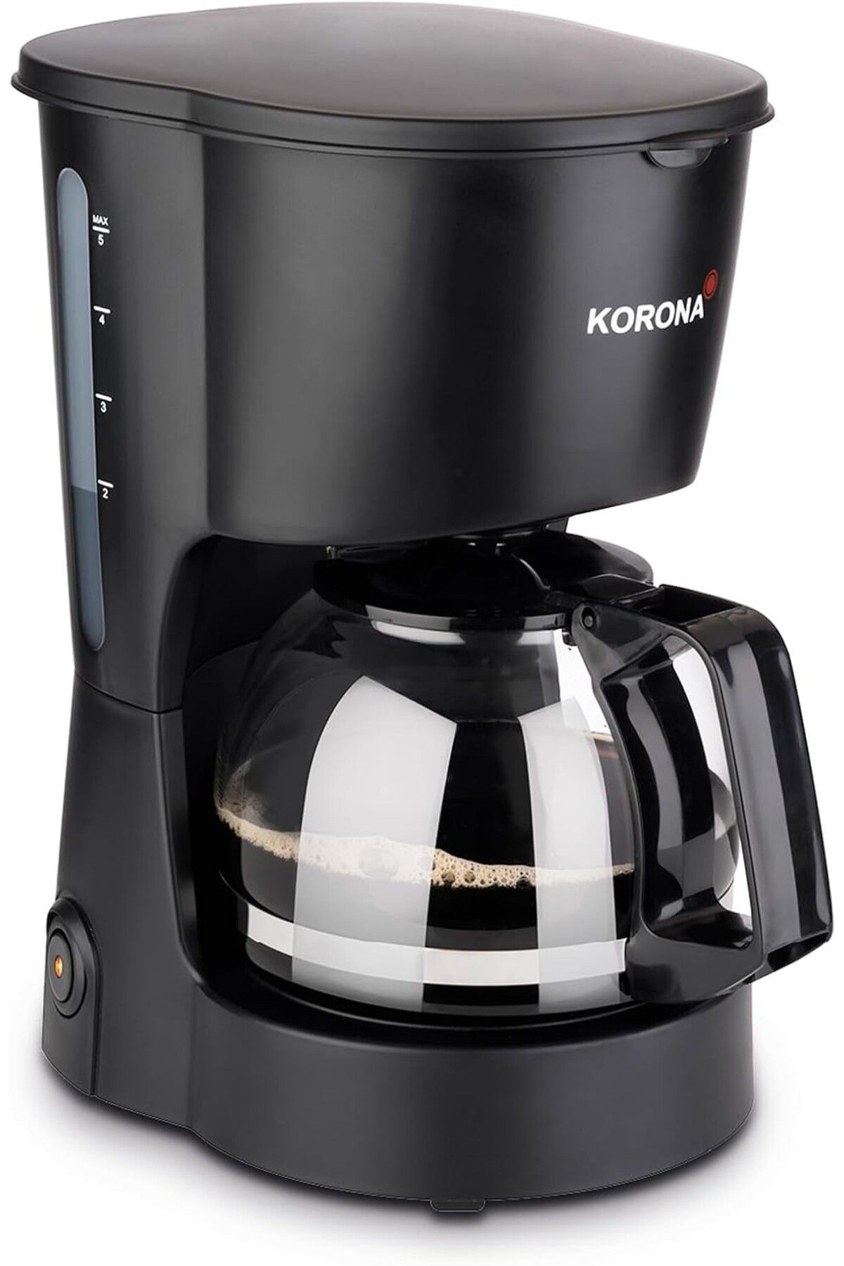 KORONA Siyah Kahve Makinesi, 5 Fincan Filtre Kahve Otomatı ,600 Watt Cam Sürahili