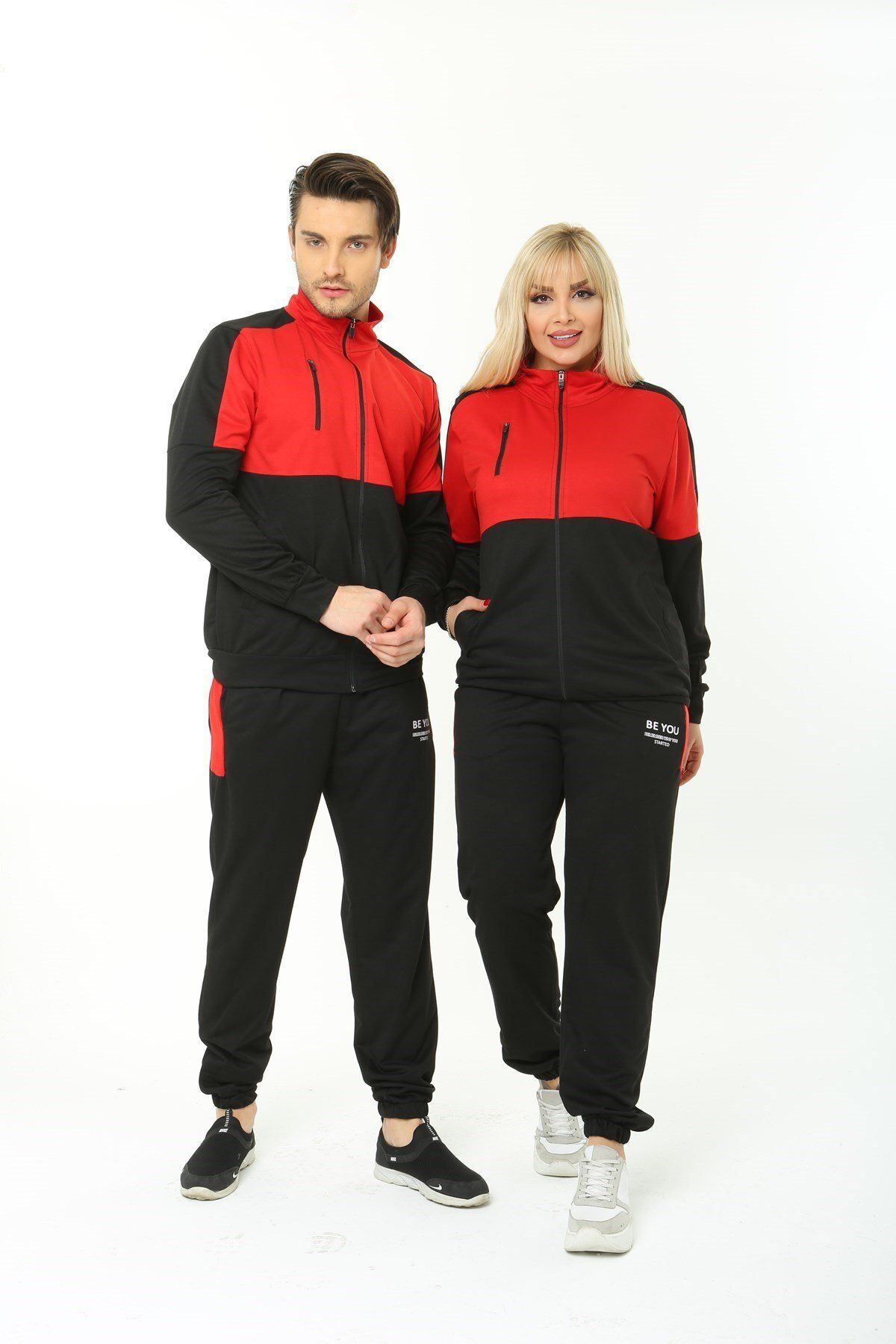 EGZEBRU-Be You Red Black Double Suit - Lover Combination, Pocket and Zipper 4