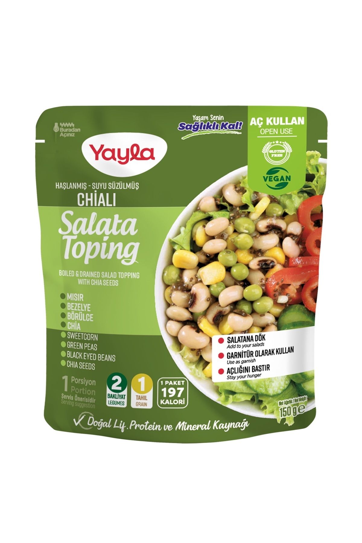 Yayla Haşlanmış Suyu Süzülmüş Chialı Salata Toping 150 gr