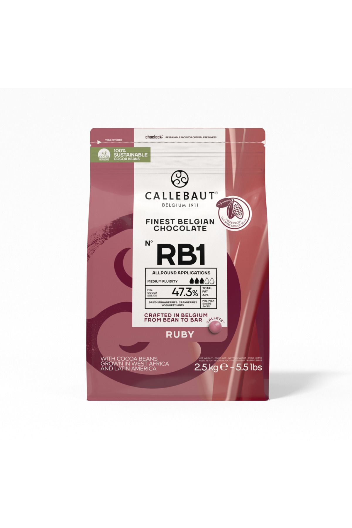 Callebaut Ruby Rb1 Pembe Yakut Çikolata Drop 2.5 Kg