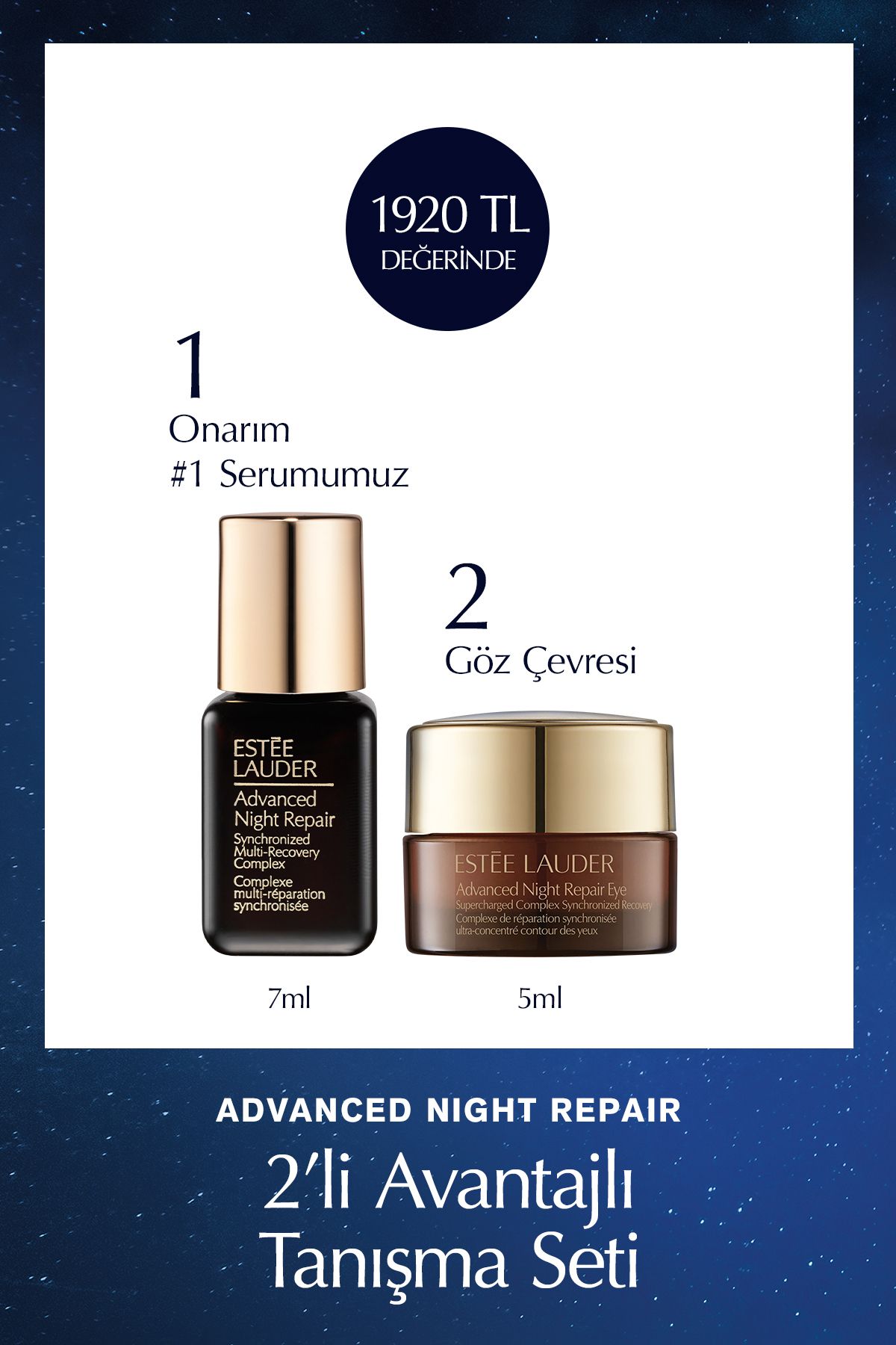 Estee Lauder Seyahat Boy Cilt Bakım Seti - Advanced Night Repair Onarıcı Serum 7ml Jel Göz Kremi 5ml