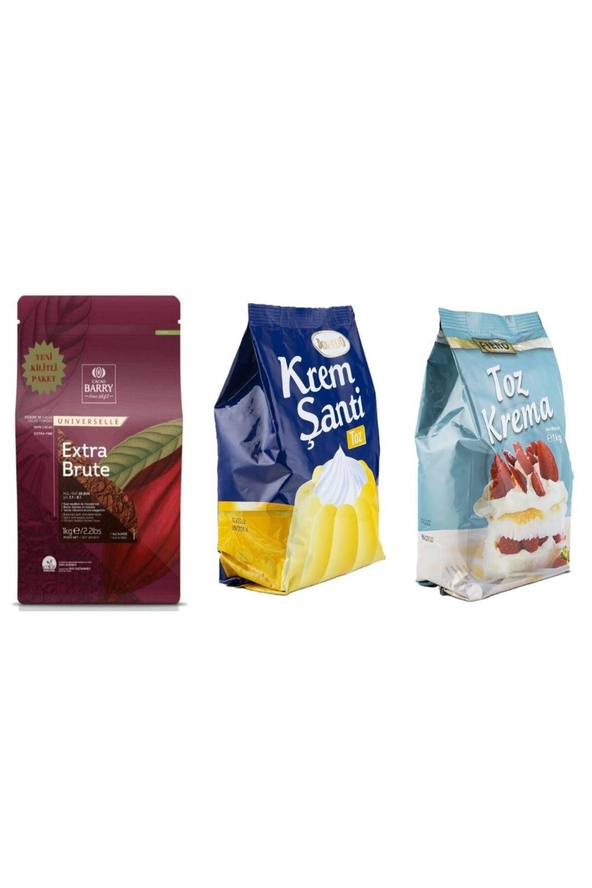 Dondo Toz Şanti 1 KG Fiero İtalyan Toz Krema 1 KG Callebaut Extra Brute 1 KG (3lü Pastacılık Seti)