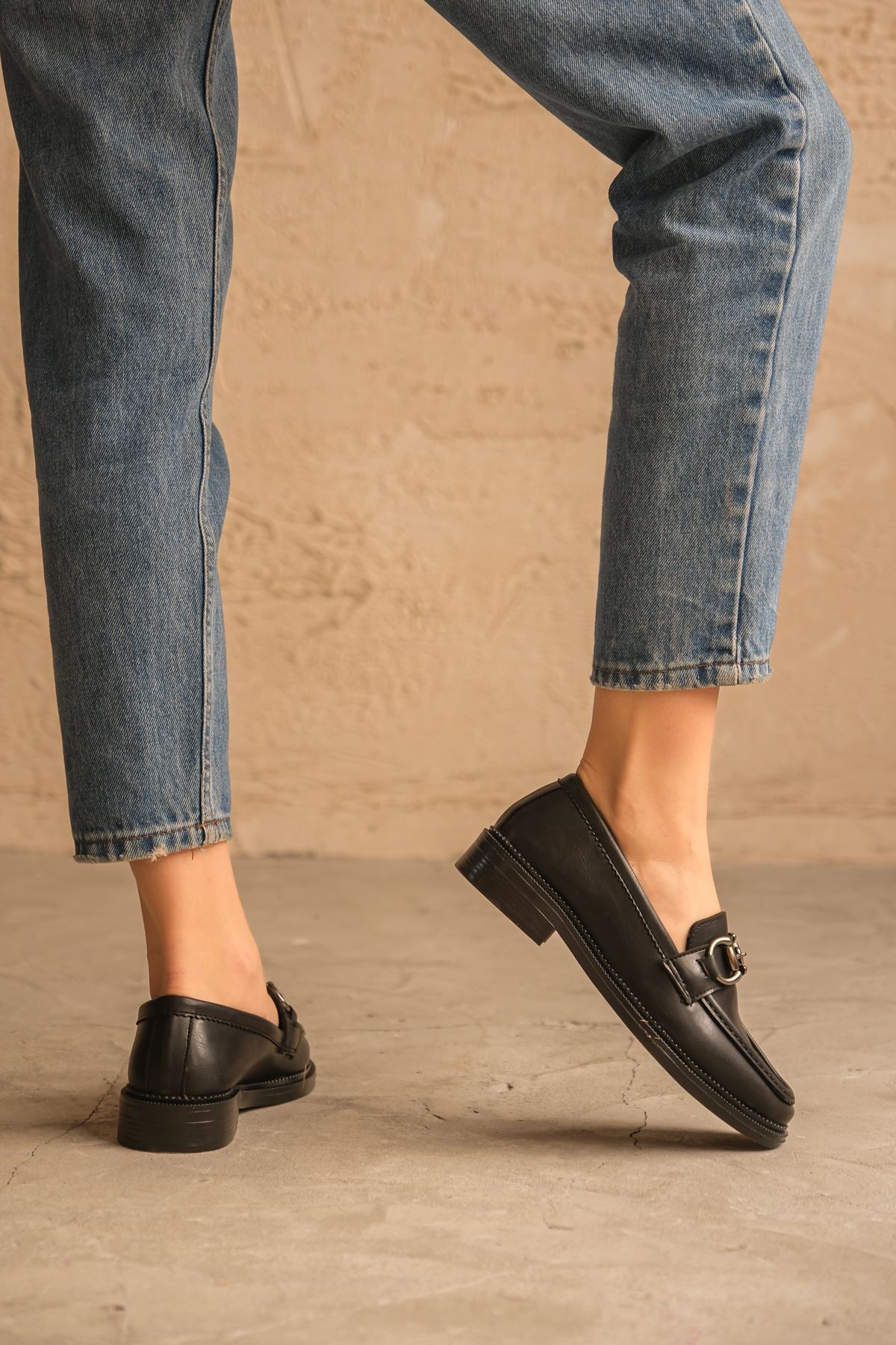 MODAADAM-Pantofi Roma Casual Loafer de damă - piele neagră 5