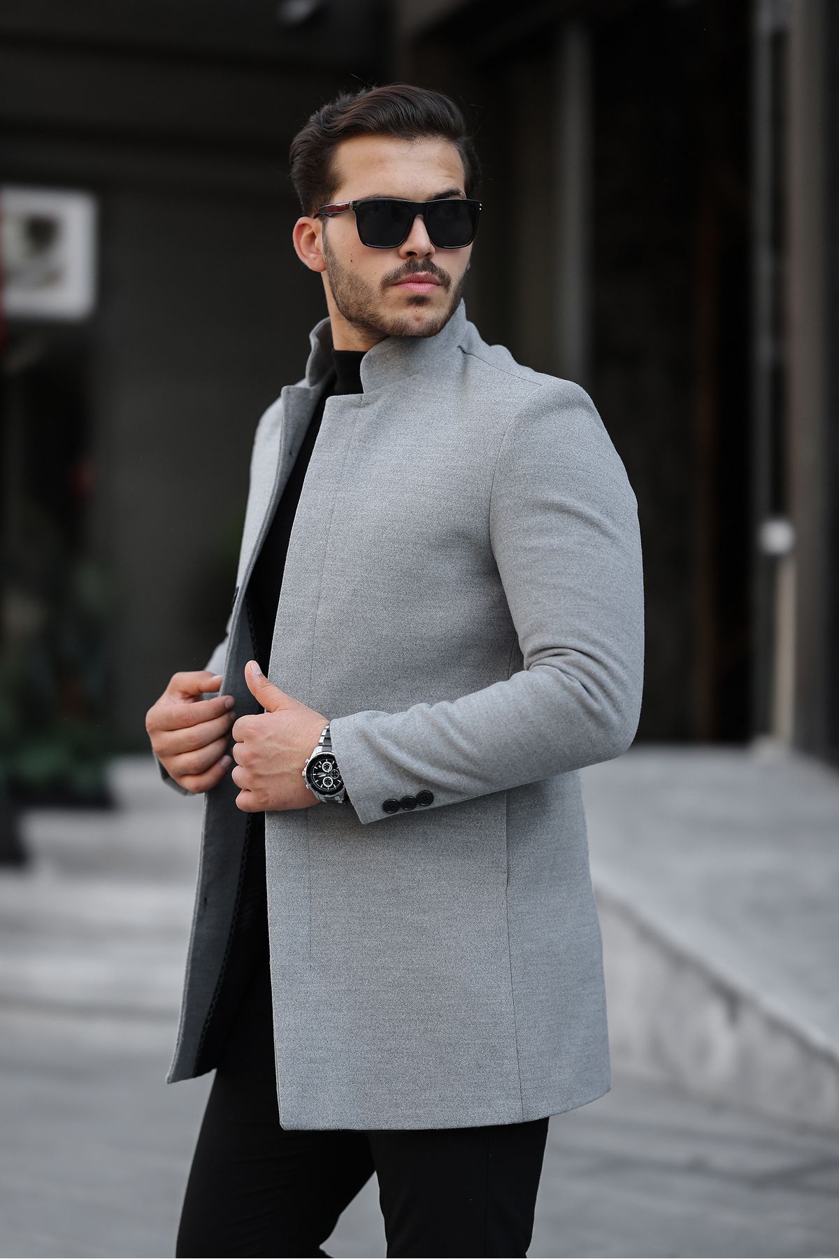 مانتو مردانه با مهر خاکستری روشن فصل جدید Mero Life