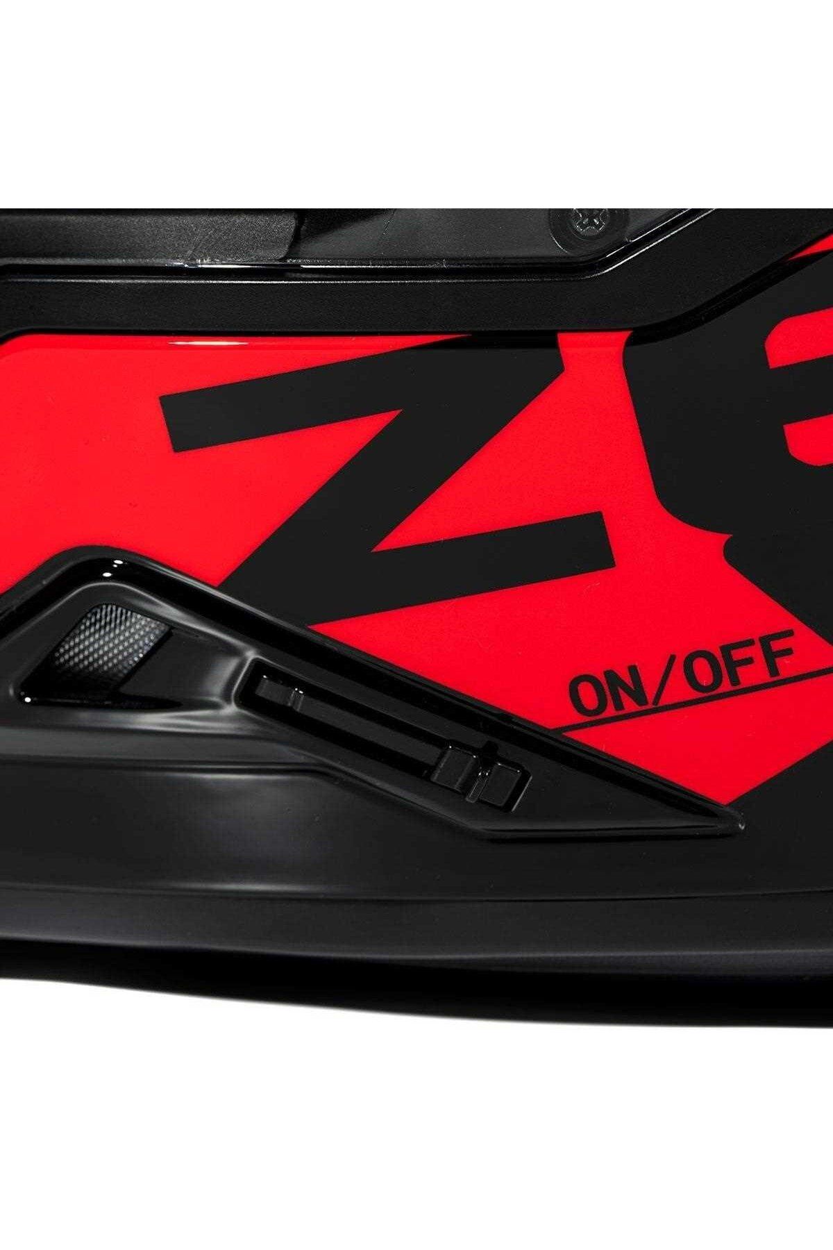 ZEUS-Zs-913 Solid Black Bf8-Red Closed Helmet 5