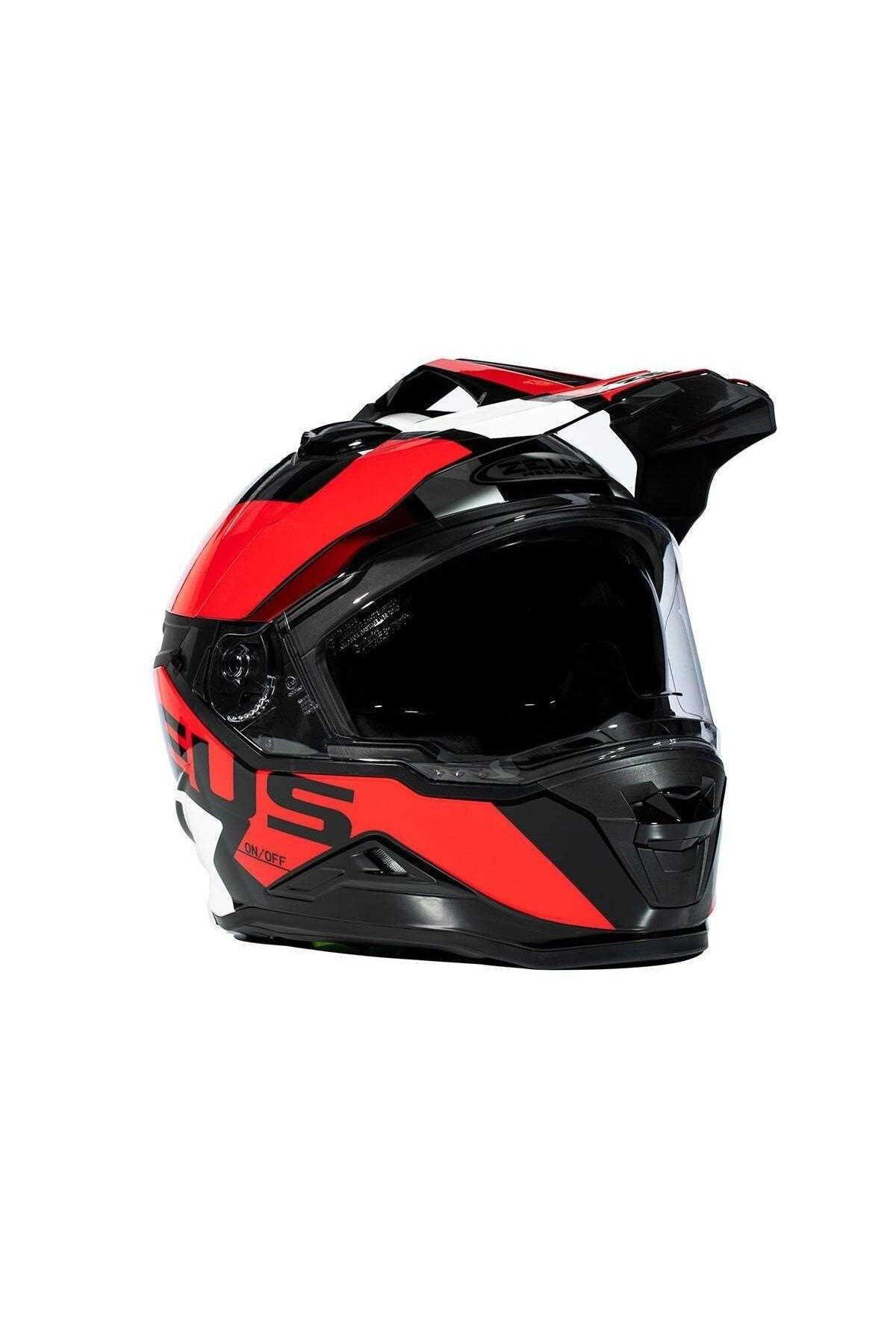 ZEUS-Zs-913 Solid Black Bf8-Red Closed Helmet 7