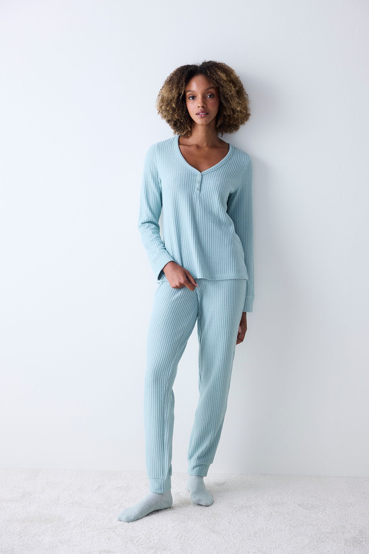 Penti-Soft Light Green Trousers Pajama Set 2