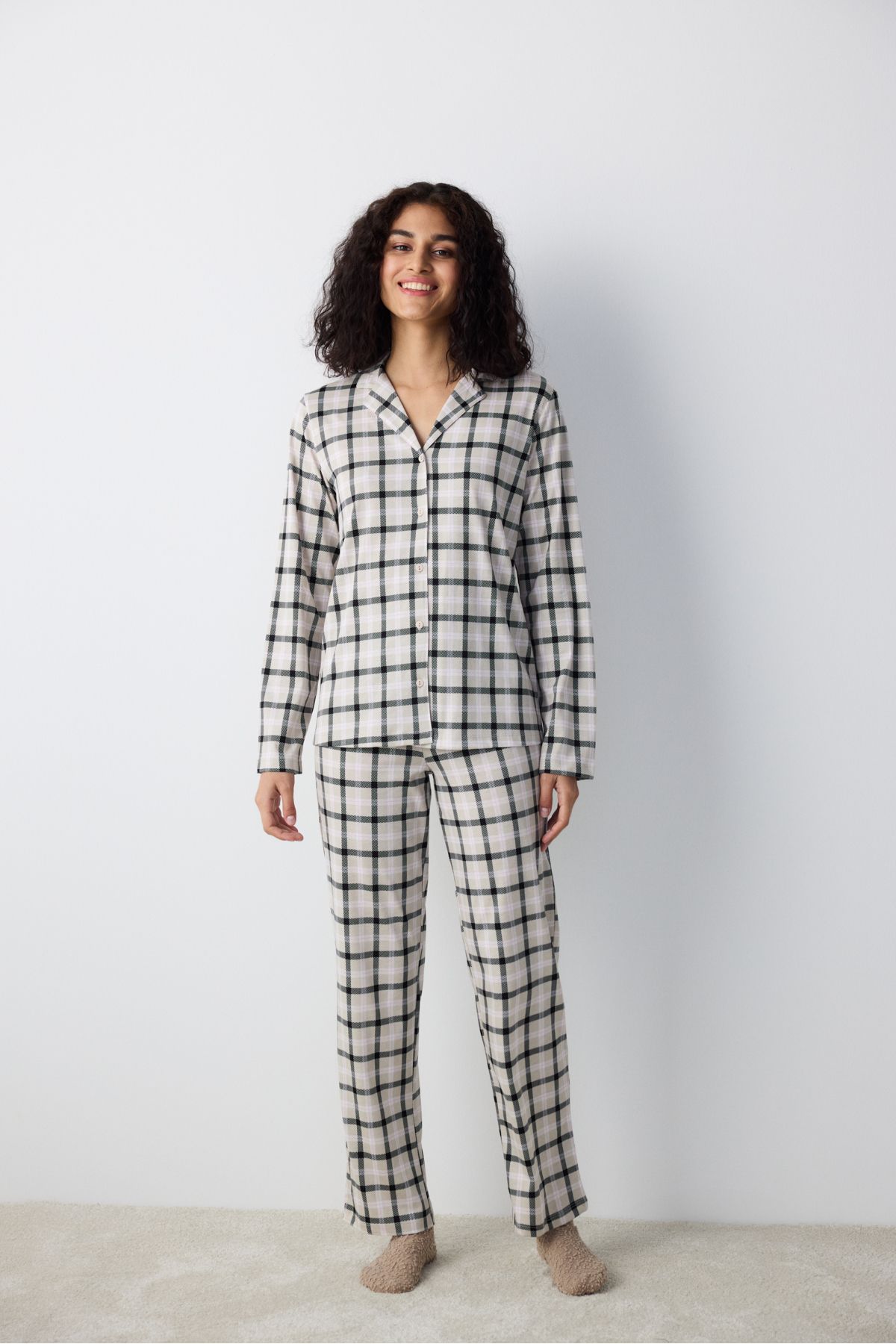 Penti Baumwoll-alia-pyjama-set Mit Hemd Und Hose In Grau für Damen - S