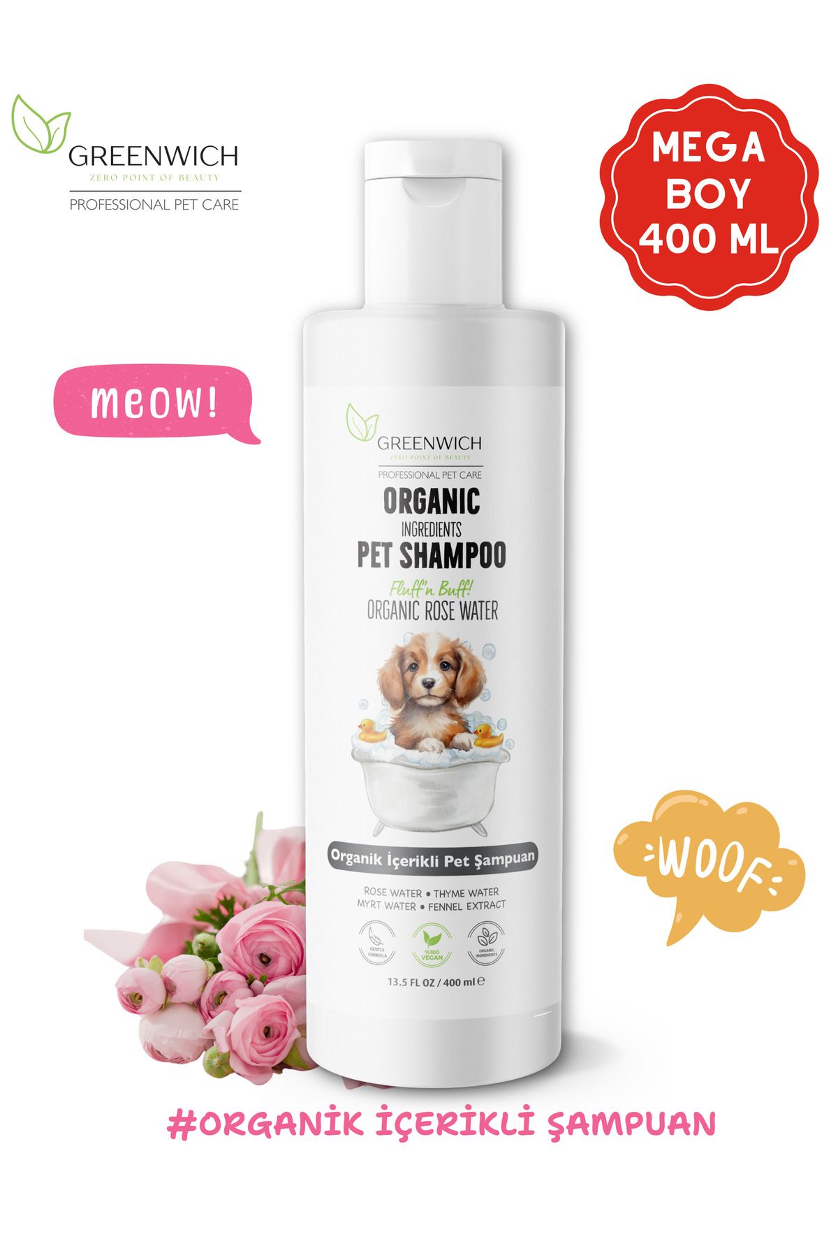 Greenwich Zero Point of Beauty Tüy Döken Kedi Köpek Şampuanı Bit Pire Kene Parazit Uzaklaştırıcı Kaşıntı Giderici Organik 400ml