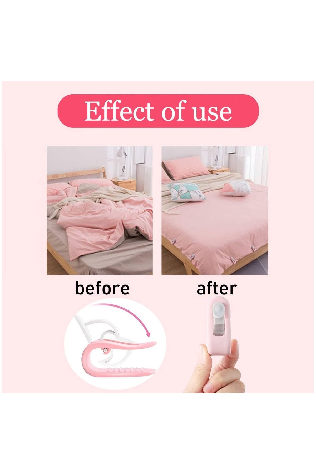 Ecuy-Needle-Free Quilt Sheet Curtain Clip – Non-Slip Duvet Cover Fixer Peg Organizer 4 Pcs 5