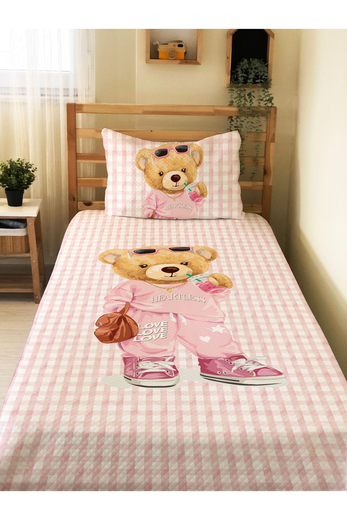 Evmila-Teddy Patterned Single Pique Set - Without Beauty 1
