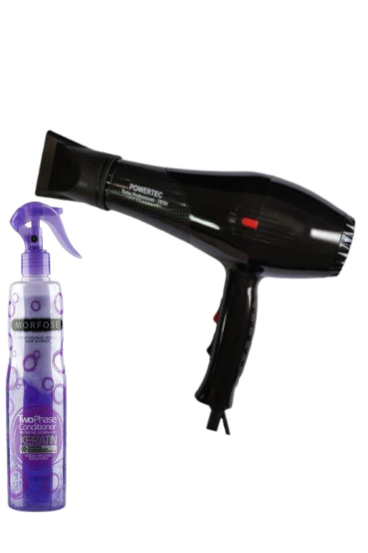 سشوار سیاه برقی Tr 701 دستگاه ضربه + آرایشگاه کراتین مورفوز آب 400 میل پاورتچ  Powertec