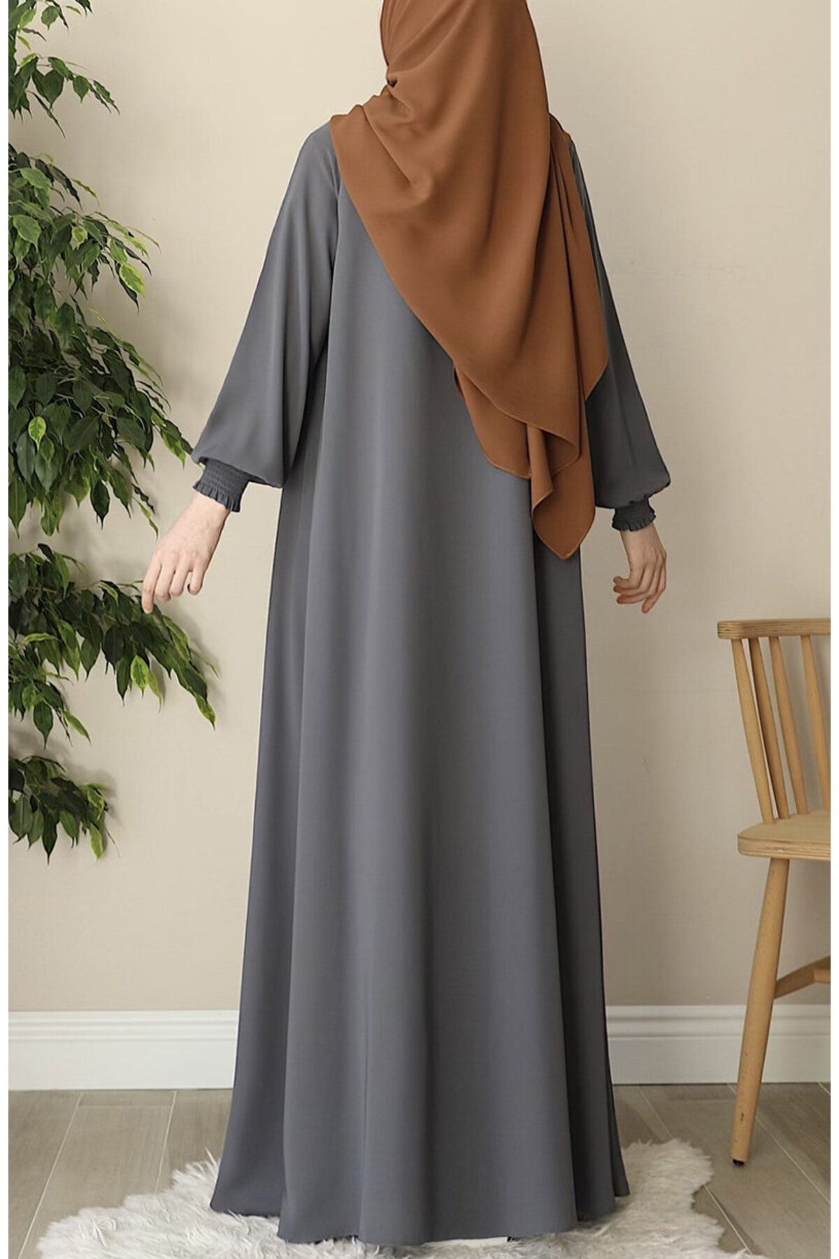 suhneva Asel Mevlana Flared Abaya Grey