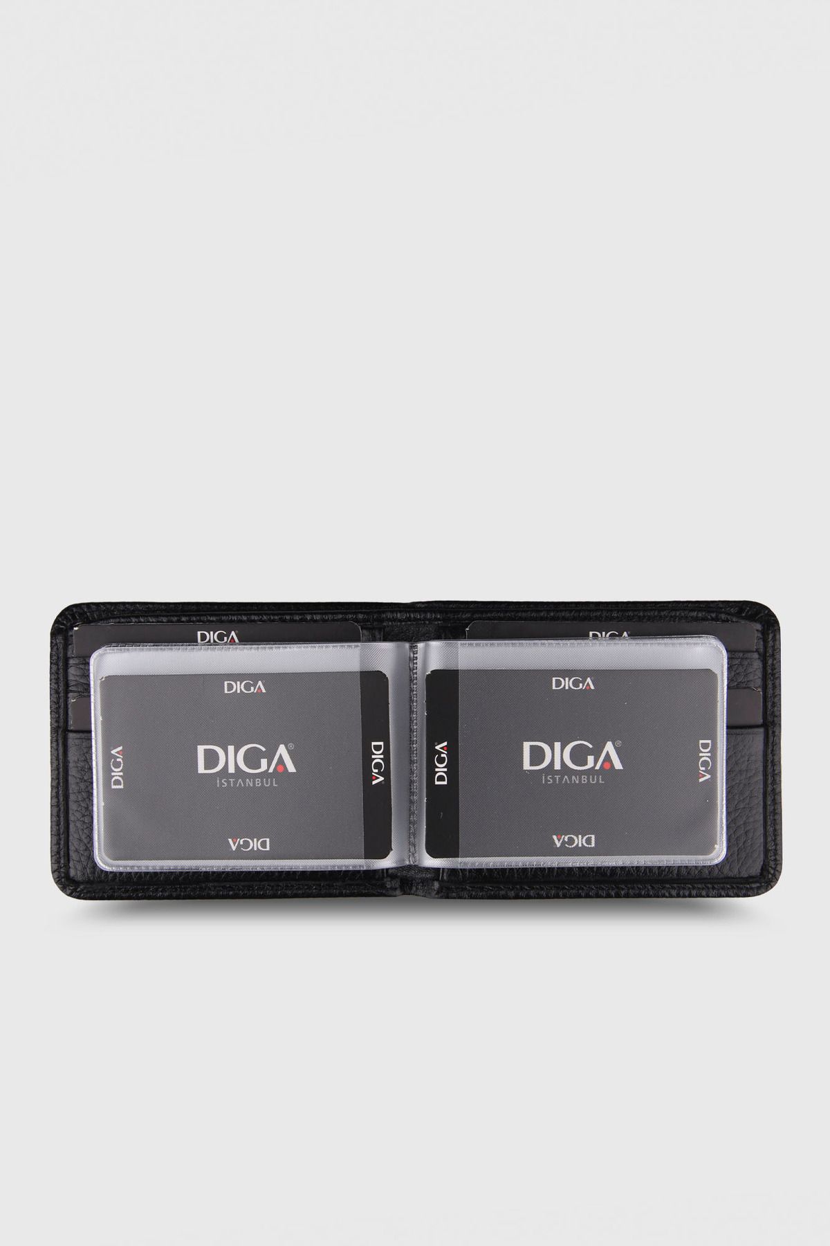 کیف پول مردانه 794 مدل لاستیک چرمی واقعی سیاه Diga