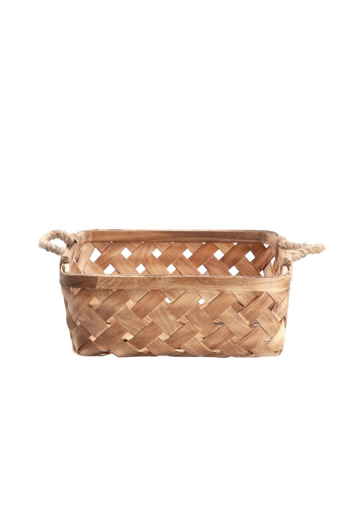 Sever Coș Pătrat De Răchită De Lemn 36x36x11cm - One Size