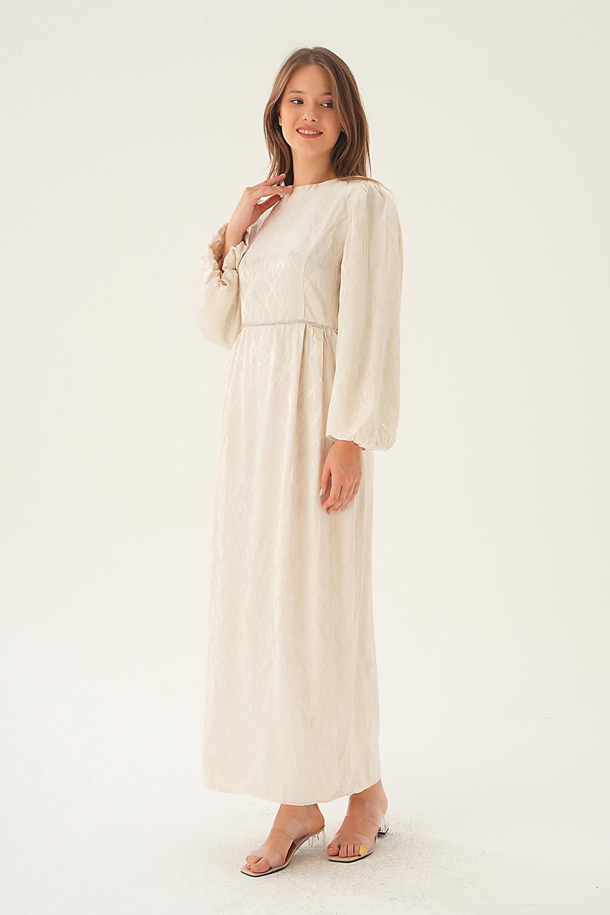 Rays-4209A Stone Color BAlloon Sleeve Dress 6