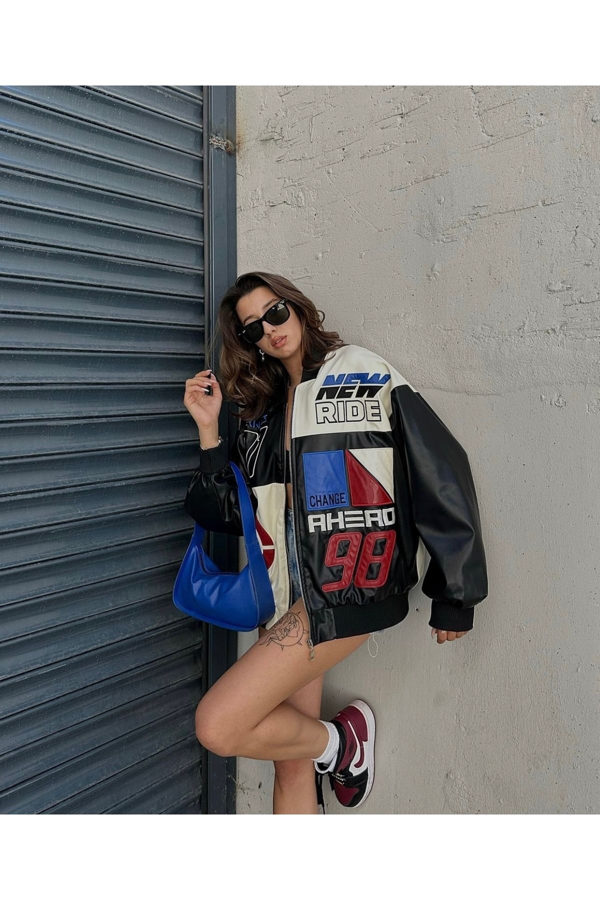 veste en cuir biker tendance