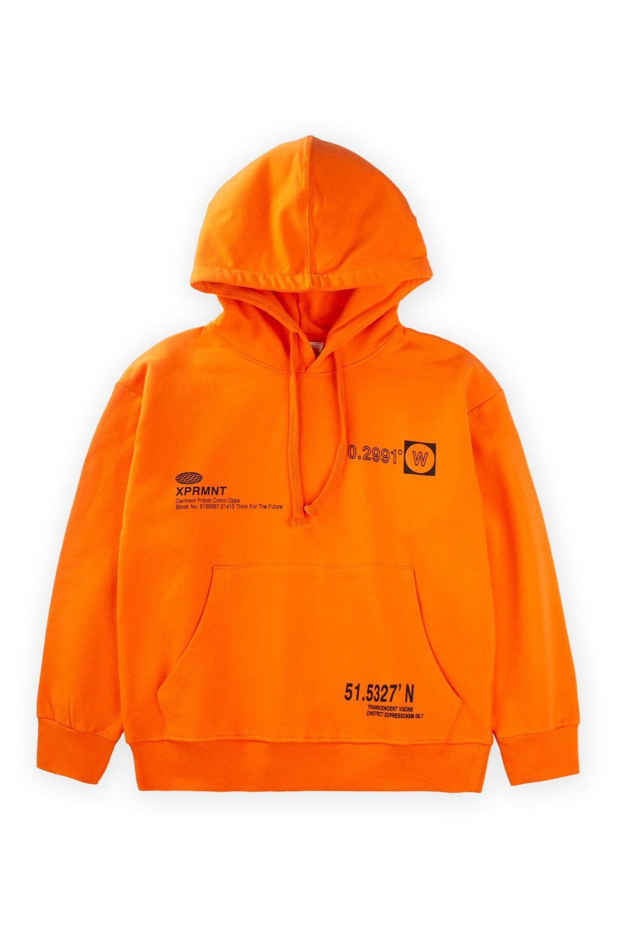 Cigit-Kangaroo Pocket Hooded Sweatshirt 9-14 Years Orange 1