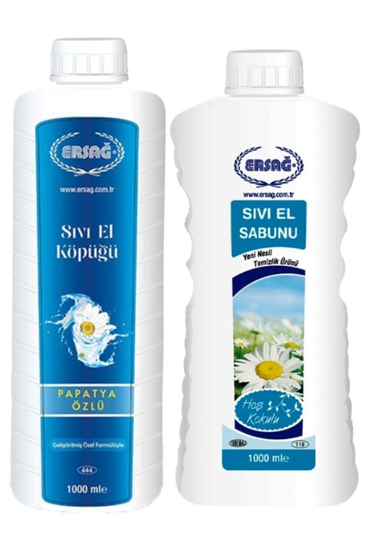 Ersağ ERSAĞ PAPATYA ÖZLÜ SIVI EL KÖPÜĞÜ 1000 ML ve Sıvı El Sabunu 1000 ML ( ikisi bir arada )