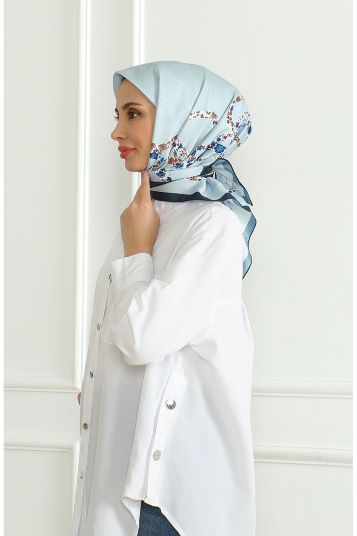 sefamerve-Κασκόλ Rayon Karaca 81051-01 - Μπλε Navy Blue 2