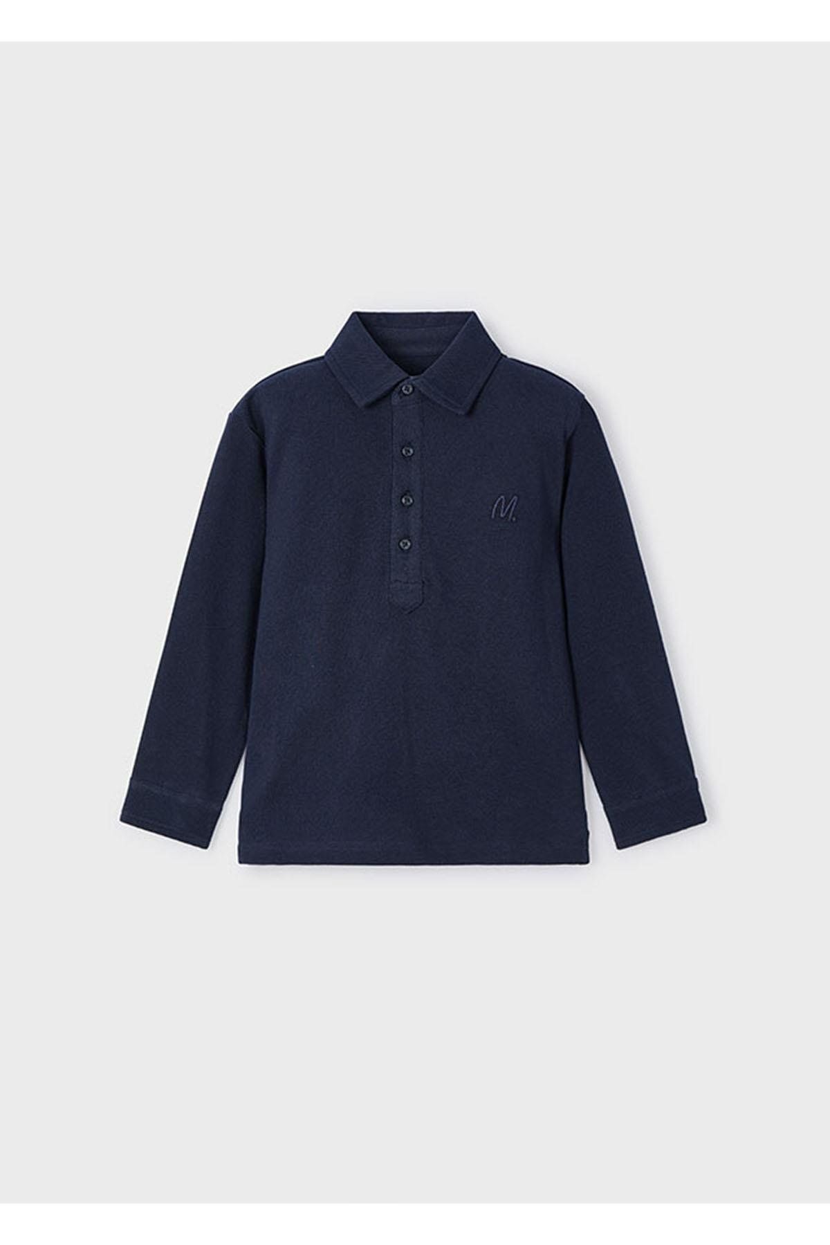 MAYORAL-Winter Boy's Long Polo Neck T-Shirt - Navy Blue 1