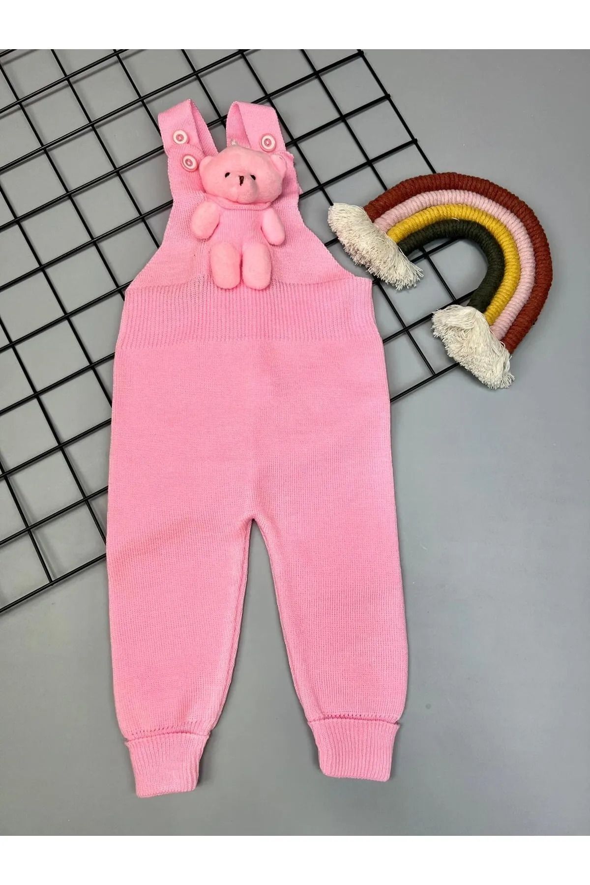 Pijamayo Ayıcıklı Unisex Bebek Çocuk Triko Kışlık Salopet Tulum fotoğrafı 2 (önizleme)