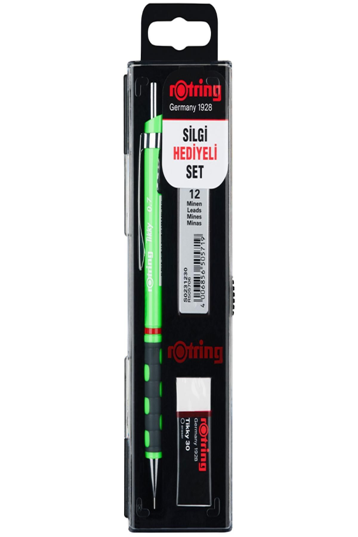 HELSOL-Rotring Tikky School Set - 3-Piece 0.7 Neon Green, Ro Kk07 07 Nyeşil 1