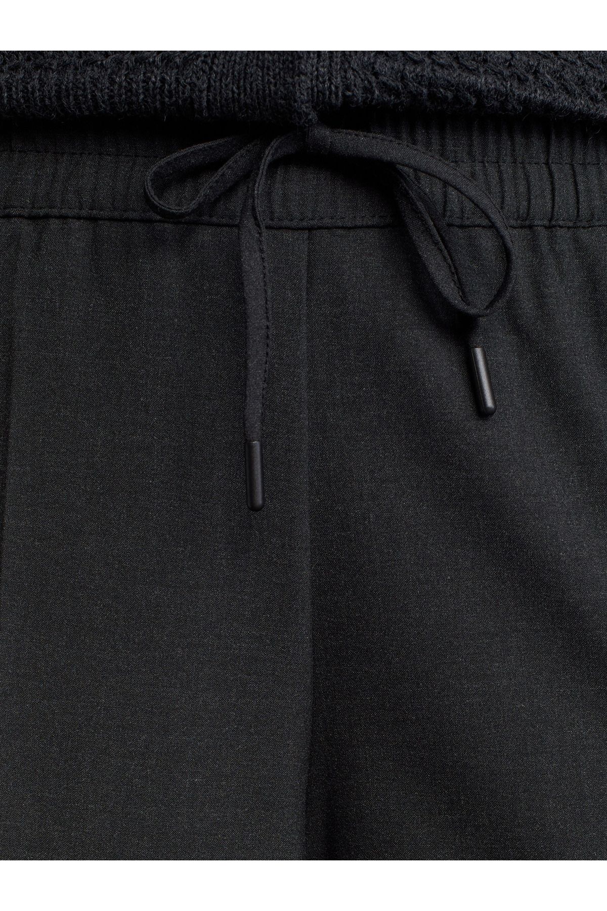 Dilvin-71556 Drawstring Tied Trousers-Anthracite 4