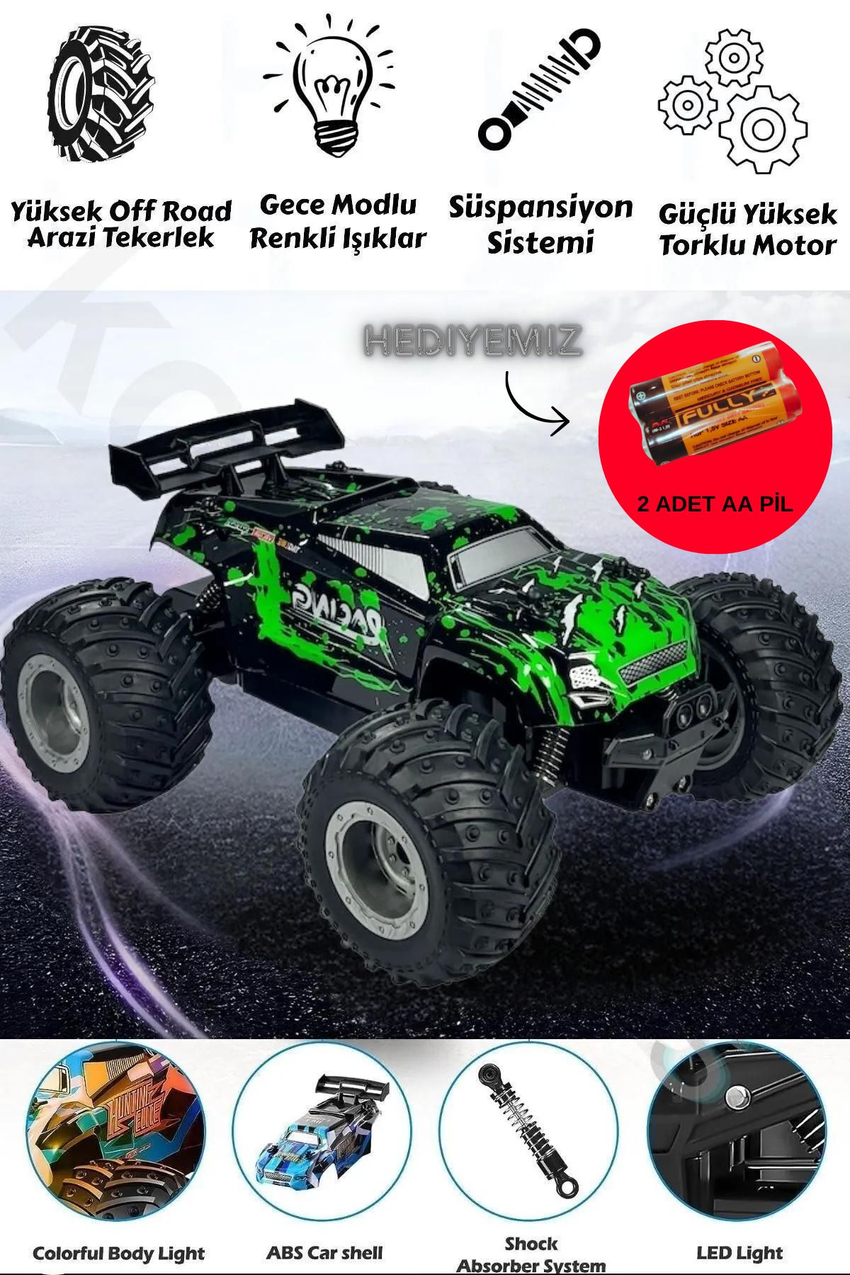 kosetoys Uzaktan Kumandalı Araba Full Fonksiyon Işıklı Drift 4x2 20 Km Hız Yapan Jip