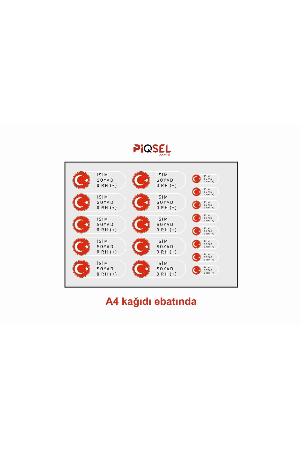 INNOWELS Piqsel Dijital Kabartmalı Kan Grubu (Sticker Motosiklet Kask Sticker )