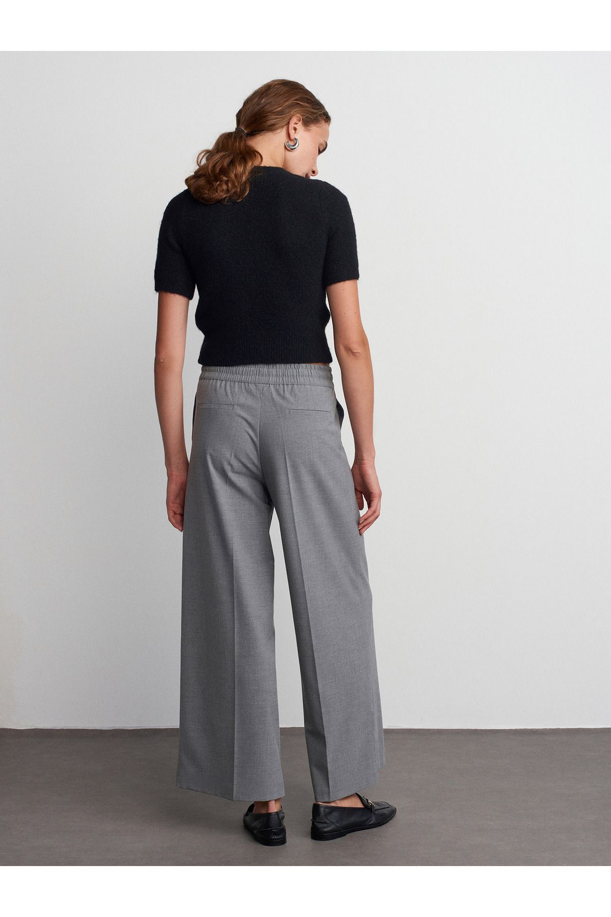 Dilvin-71556 Drawstring Tied Trousers-Light Gray 2