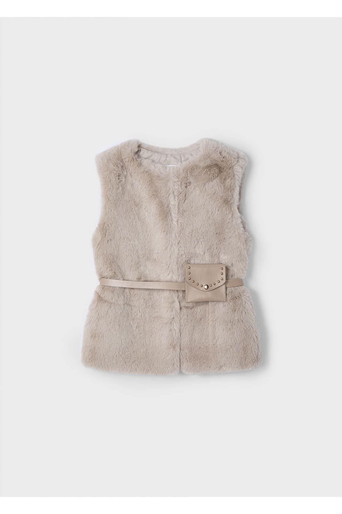 MAYORAL-Girl's Belted Winter Vest - Brown 1